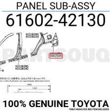 Кузов Крило заднє праве Panel Sub-Assembly, QUAR LH 2019-202 RAV4 нова 6160242130 TOYOTA Toyota(р)