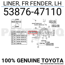 Кузов Підкрилок  L для Toyota XW нова 5387647110 GK parts Toyota(р)