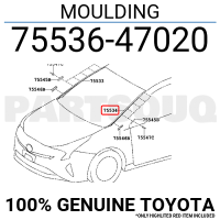 Кузов Молдинг накладка лобового скла 2016-2022 LH XW нова 7553647020 TOYOTA Toyota(р)
