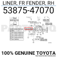 Кузов Підкрилок R для Toyota XW нова 5387547070 GK parts Toyota(р)
