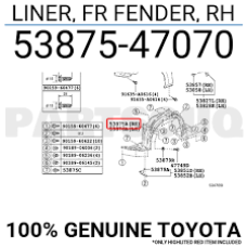 Кузов Підкрилок R для Toyota XW нова 5387547070 GK parts Toyota(р)