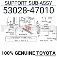 Приладдя/Двигун/Паливна система Рамка радіатора нижня  для Toyota XW нова 5302847010 GK parts Toyota(р)